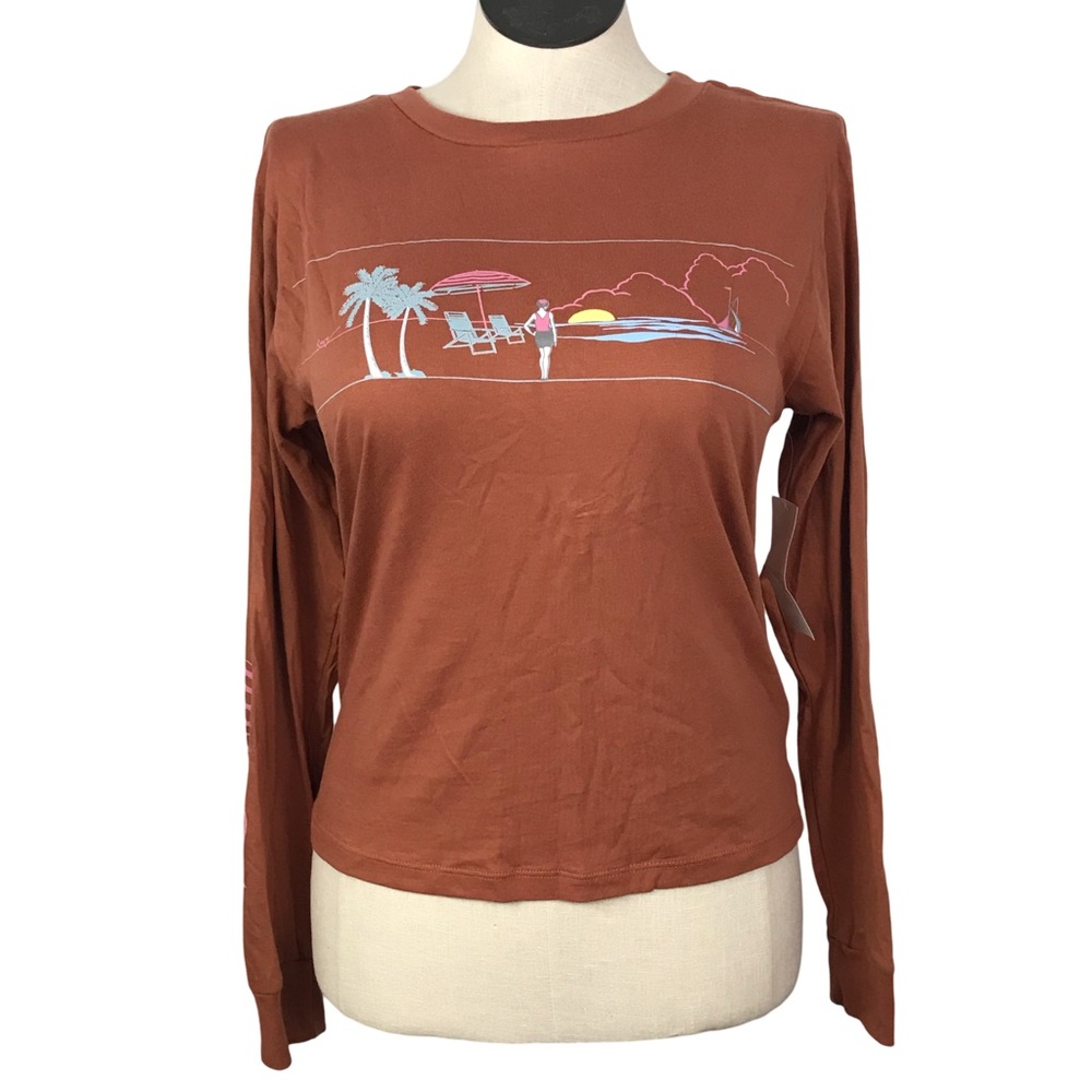 Roxy Península La Jolla Long Sleeve T-Shirt Women’s Size M Color Brown Pullover.